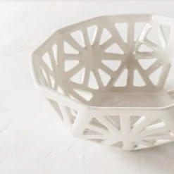 Convivial Geodesic Porcelain Fruit Bowl