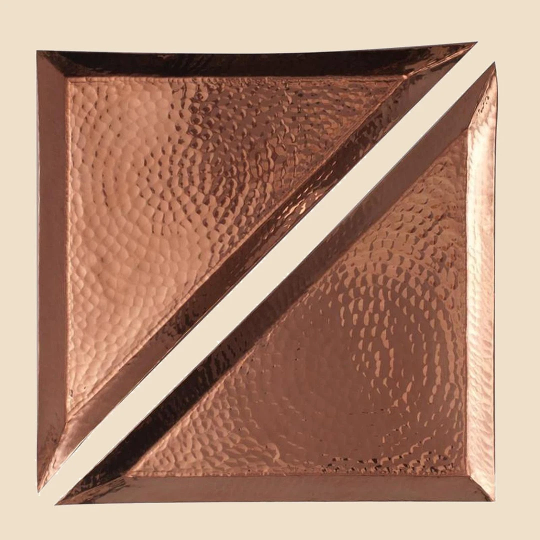 Sertodo Copper Aleppo Recycled Copper Triangular Platter Set 3 Sertodo Copper Aleppo Recycled Copper Triangular Platter Set