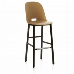 Emeco Furniture Alfi Recycled High Back Barstool - Dark Ash
