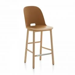 Emeco Alfi Recycled High Back Counter Stool - Ash