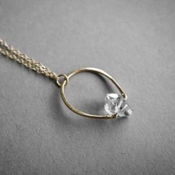 Iron Oxide Herkimer Horseshoe Necklace - Gold