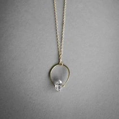 Iron Oxide Herkimer Horseshoe Necklace - Gold