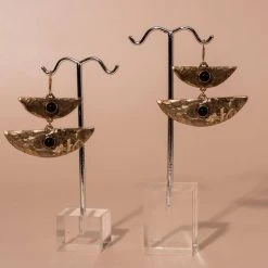 Iron Oxide Stacked Moon Earrings