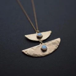 Iron Oxide Jewelry Stacked Moon Necklace