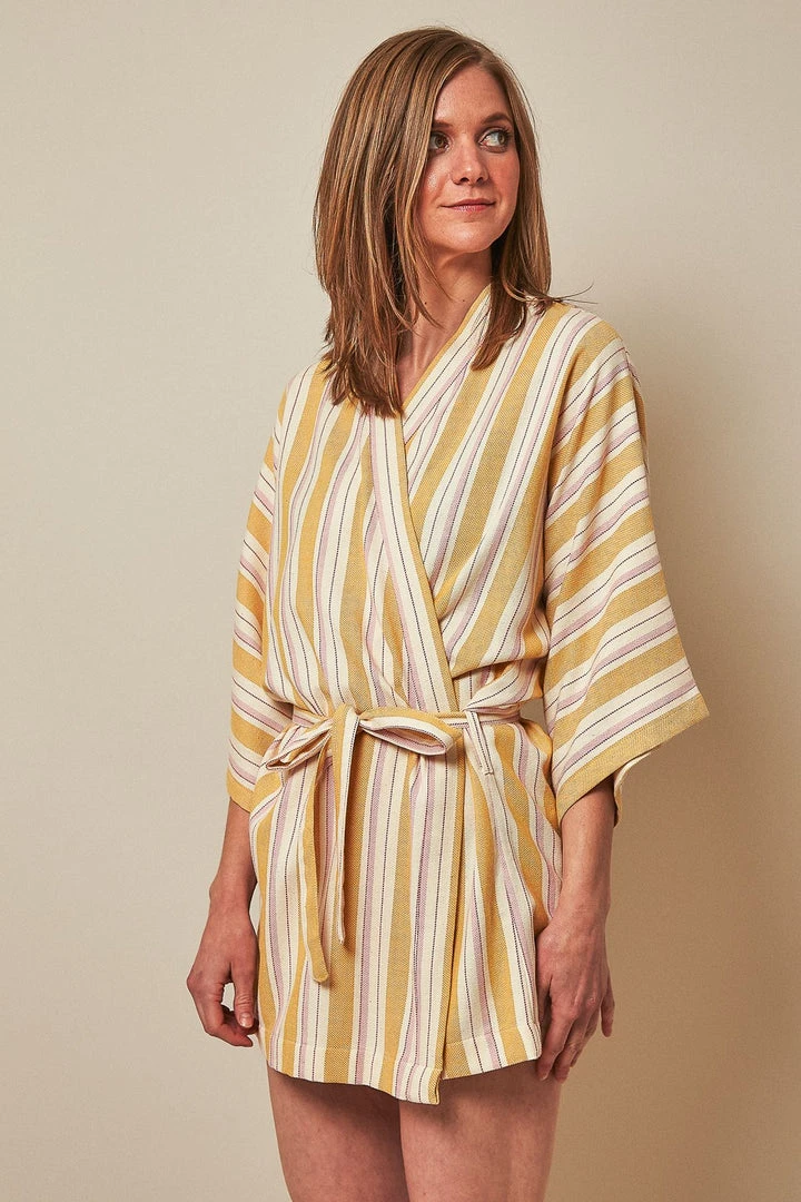 Anatolico Boho Mustard Short Turkish Robe 3 Anatolico Boho Mustard Short Turkish Robe