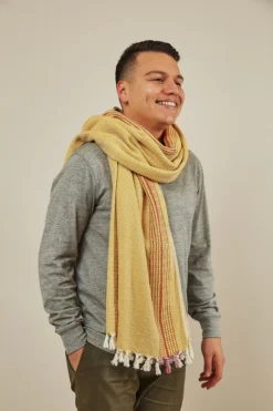 Anatolico Matia Turkish Blanket / Scarf - Mustard