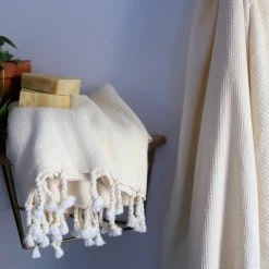 Anatolico Waffle Weave Turkish Towel - White