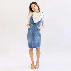 Anchal Grid Scarf With Tassels - Bone Accessories