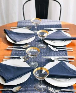 Anchal Cross Stitch Table Runner - Navy