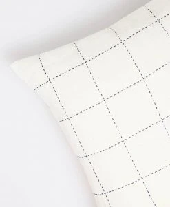 Anchal Grid Stitch Throw Pillow - Bone