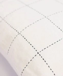 Anchal Grid Stitch Throw Pillow - Bone