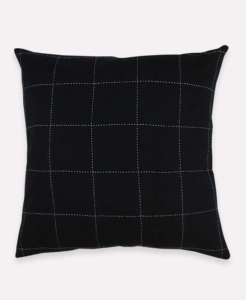Anchal Grid Stitch Throw Pillow - Charcoal Home Goods 3 Anchal Grid Stitch Throw Pillow - Charcoal Home Goods