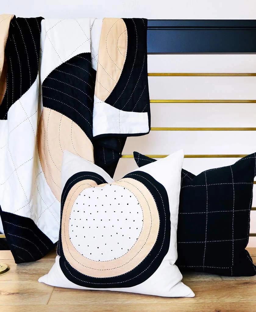 Anchal Grid Stitch Throw Pillow - Charcoal Home Goods 6 Anchal Grid Stitch Throw Pillow - Charcoal Home Goods