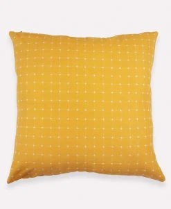 Anchal Cross Stitch Throw Pillow - Mustard Home Goods