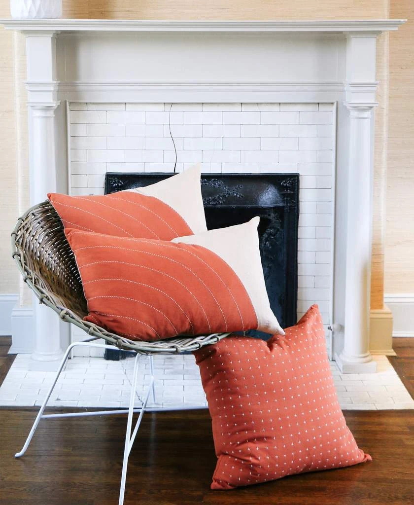 Anchal Cross Stitch Throw Pillow- Rust 4 Anchal Cross Stitch Throw Pillow- Rust