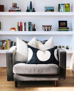 Anchal Lunar Dot Lumbar Pillow - Charcoal