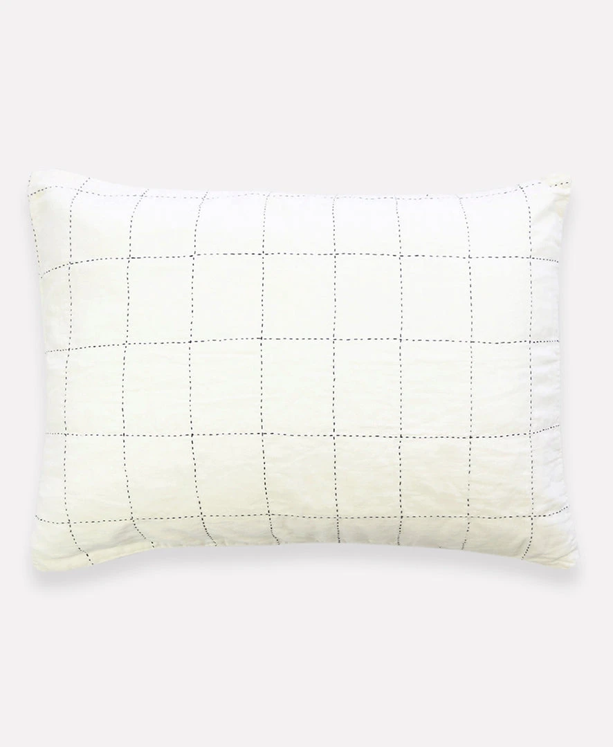 Anchal Home Goods Grid Stitch Standard Throw Pillow - Bone 3 Anchal Home Goods Grid Stitch Standard Throw Pillow - Bone