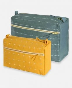 Anchal Cross Stitch Toiletry Bag - Mustard Accessories 9 Anchal Cross Stitch Toiletry Bag - Mustard Accessories