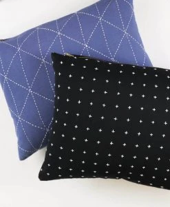 Anchal Cross Stitch Small Throw Pillow - Charcoal