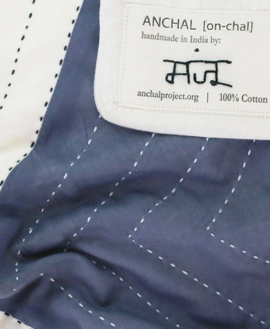 Anchal Home Goods Triangle Throw Quilt - Slate 8 Anchal Home Goods Triangle Throw Quilt - Slate