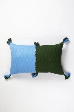 Archive New York Antigua Lumbar Pillow - Olive + Blue
