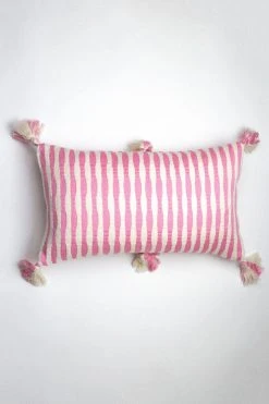 Archive New York Antigua Lumbar Pillow - Bubblegum Pink Striped Home Goods