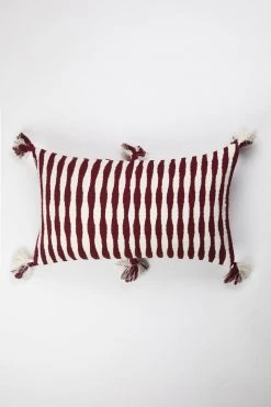 Archive New York Antigua Lumbar Pillow - Burgundy Striped