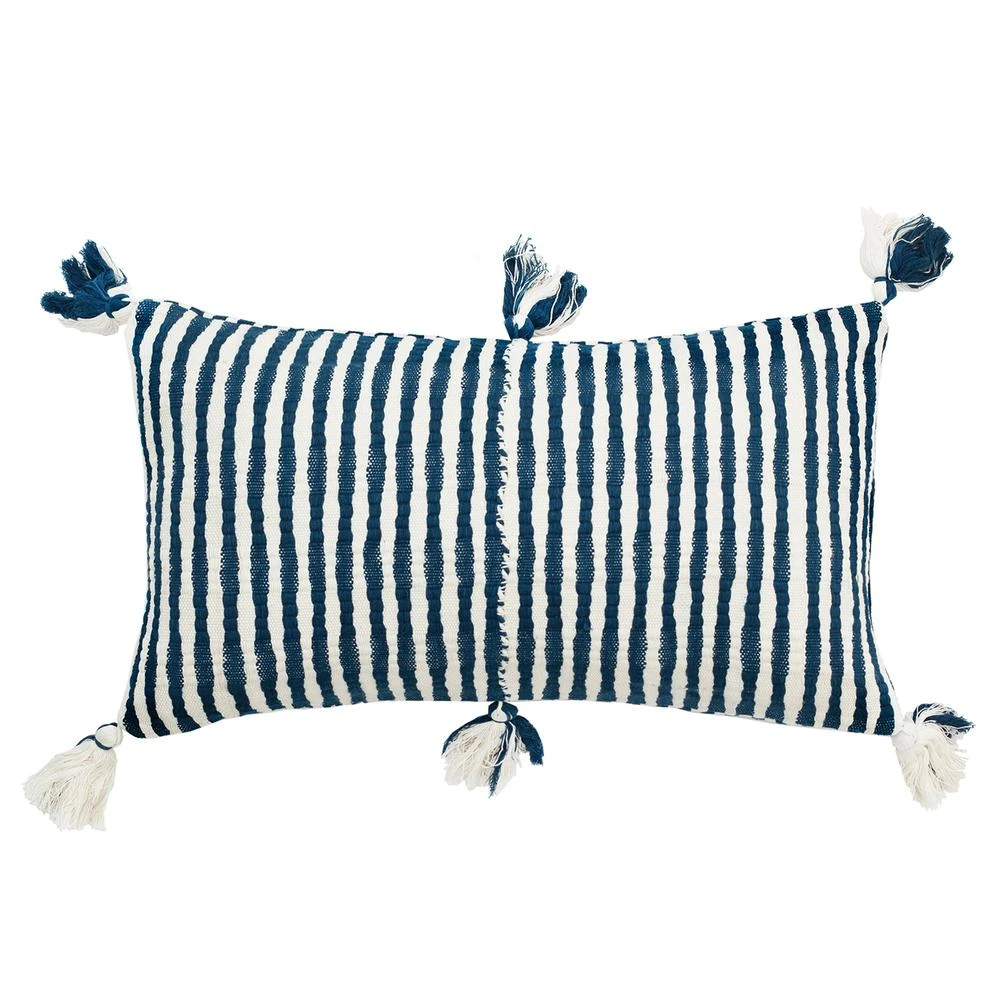 Archive New York Antigua Lumbar Pillow - Dark Teal Striped 3 Archive New York Antigua Lumbar Pillow - Dark Teal Striped
