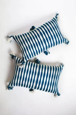 Archive New York Antigua Lumbar Pillow - Dark Teal Striped 8 Archive New York Antigua Lumbar Pillow - Dark Teal Striped