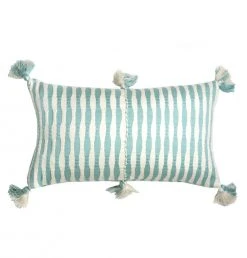 Archive New York Antigua Lumbar Pillow - Faded Aqua Striped