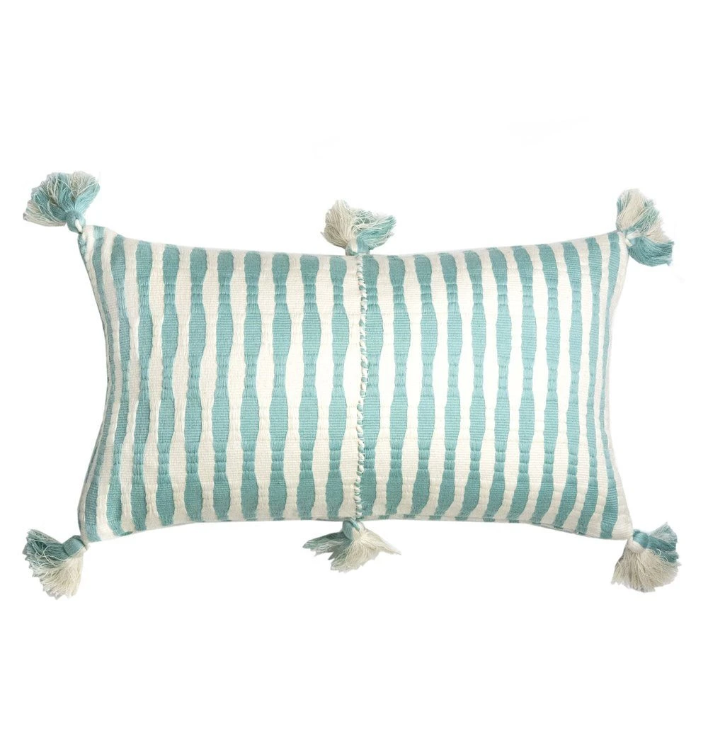 Archive New York Antigua Lumbar Pillow - Faded Aqua Striped 3 Archive New York Antigua Lumbar Pillow - Faded Aqua Striped