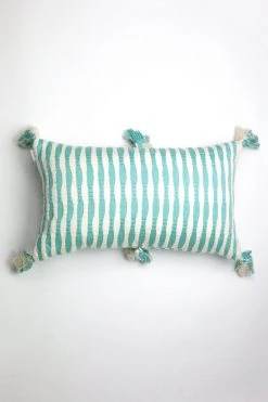 Archive New York Antigua Lumbar Pillow - Faded Aqua Striped 11 Archive New York Antigua Lumbar Pillow - Faded Aqua Striped