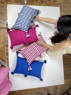 Archive New York Antigua Lumbar Pillow - Blue Stripe