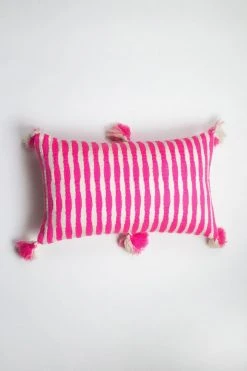 Archive New York Antigua Lumbar Pillow - Neon Pink Striped