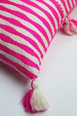 Archive New York Antigua Lumbar Pillow - Neon Pink Striped