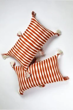 Archive New York Antigua Lumbar Pillow - Red Striped Home Goods