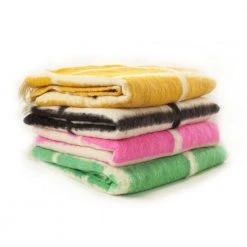 Archive New York Home Goods Momos Grid Blanket / Rug - Natural White + Gold