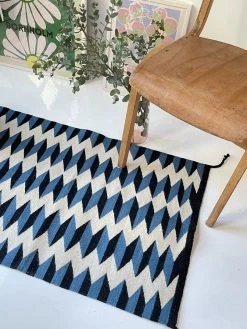 Archive New York Home Goods Teo Wool Rug - Blue + Black