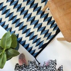 Archive New York Home Goods Teo Wool Rug - Blue + Black