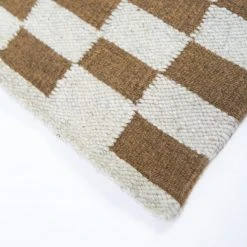 Archive New York Home Goods Zapotec Checkered Wool Rug - Umber + Ivory