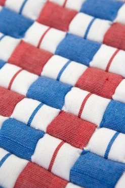 Archive New York Quilted Suzani Throw Blanket - Red + Blue