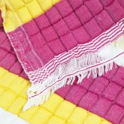 Archive New York Quilted Suzani Throw Blanket - Yellow + Pink Stripe