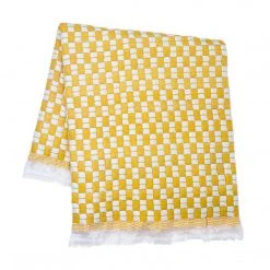Archive New York Home Goods Quilted Suzani Throw Blanket - Yellow + White