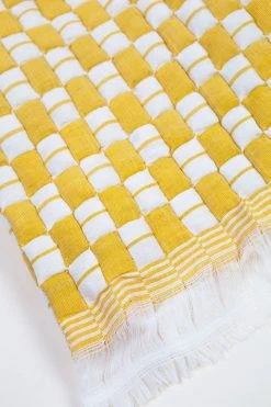 Archive New York Home Goods Quilted Suzani Throw Blanket - Yellow + White