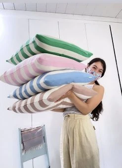 Archive New York Santiago Cabana Stripe Throw Pillow - Light Pink Home Goods