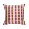 Archive New York Handcrafted Santiago Grid Throw Pillow - Baby Pink + Umber