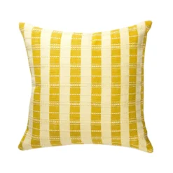 Archive New York Santiago Grid Throw Pillow - Butter Yellow