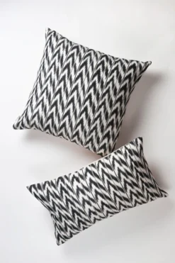Archive New York Toto Ikat Throw Pillow - Black + White Handcrafted