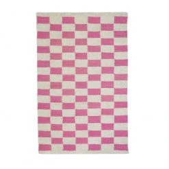 Archive New York Zapotec Checkered Wool Rug - Pink + Ivory