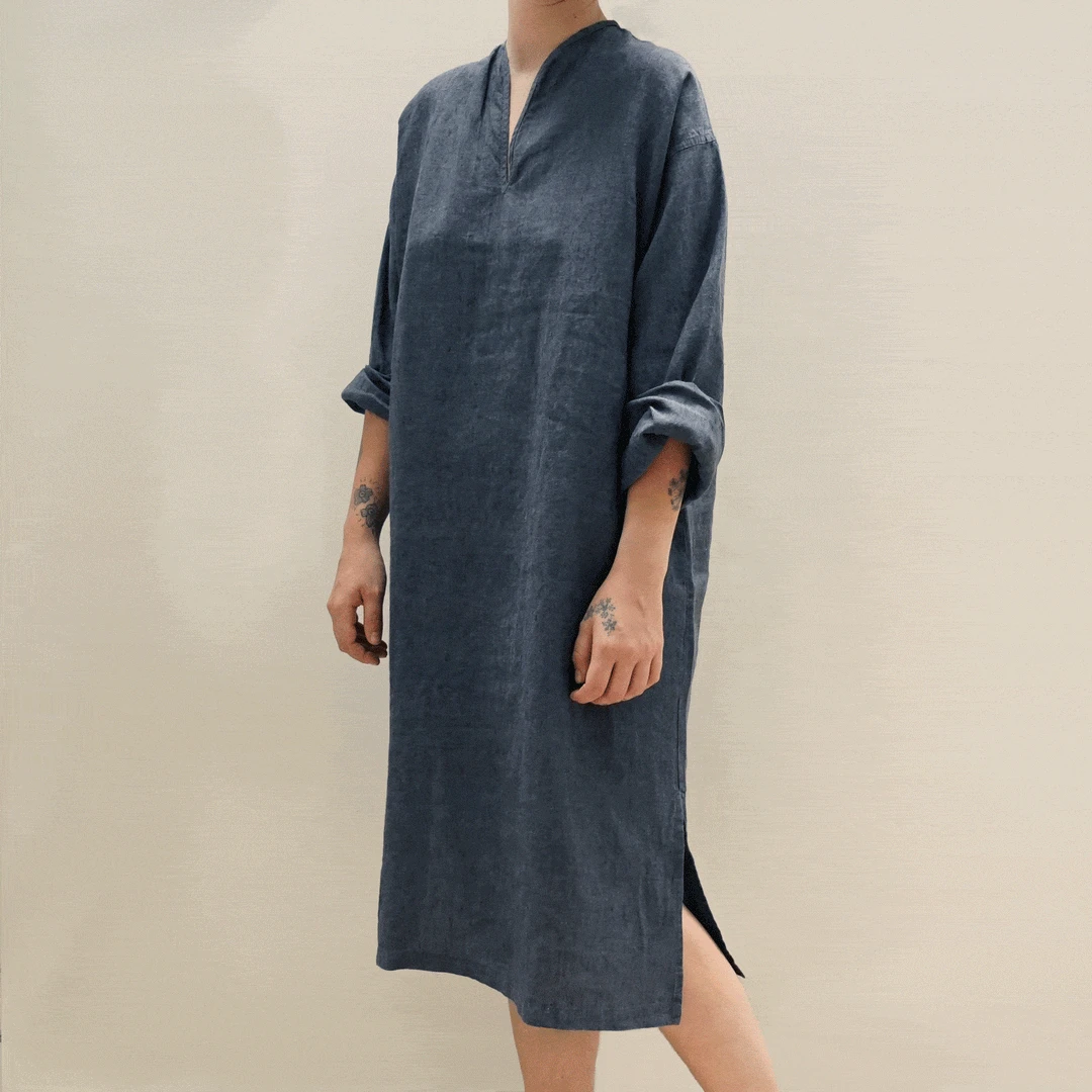 Area Home Long Linen Tunic - Charcoal 3 Area Home Long Linen Tunic - Charcoal